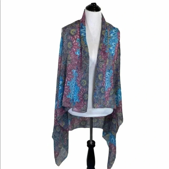 Sheer Boho hippie multicolor asymmetrical vest‎ - Picture 1 of 6
